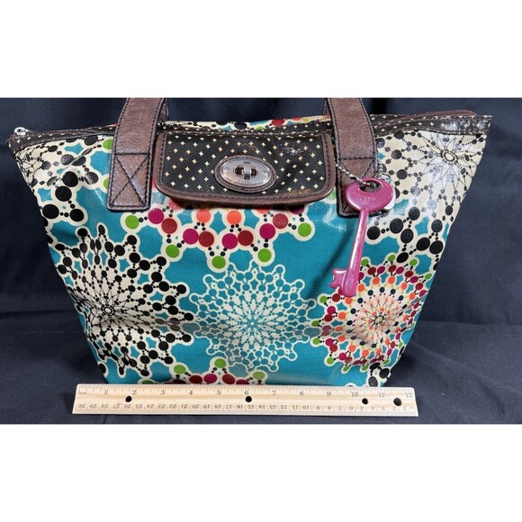 FOSSIL Bright Multi Color Key-Per‎ Purse Bohemain Dot Whimical-EUC - Picture 6 of 14